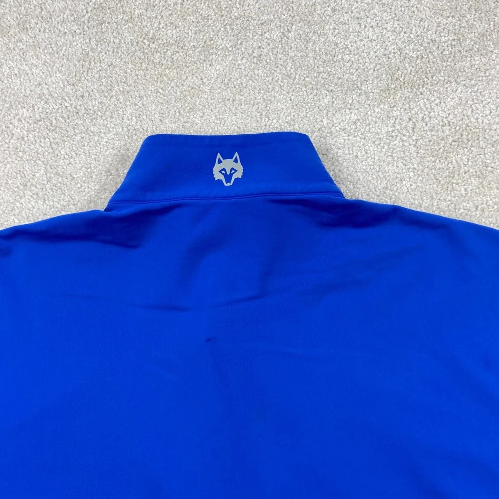 Greyson Quarter Zip Pullover Mens Small Blue Golf Performance Logo Mock Neck